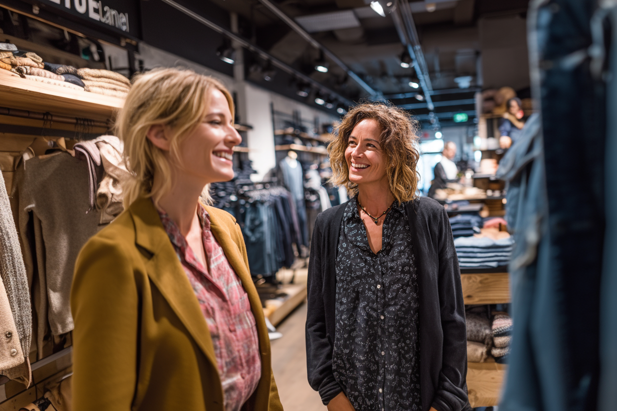 Zwei Damen im Einzelnhandel.