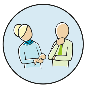 Piktogramm Gespräch. Piktogramm Gespräch.